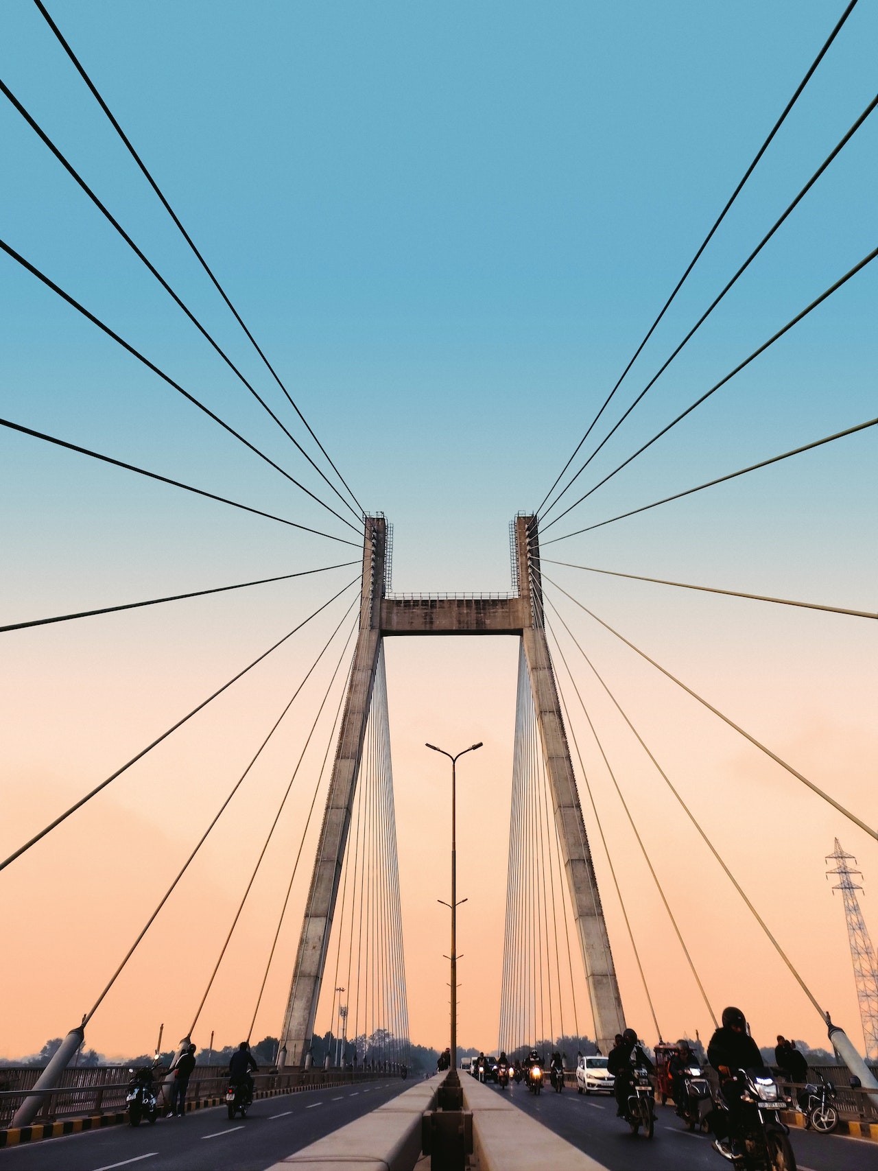 Cable-Stayed Bridge in India with bridge components